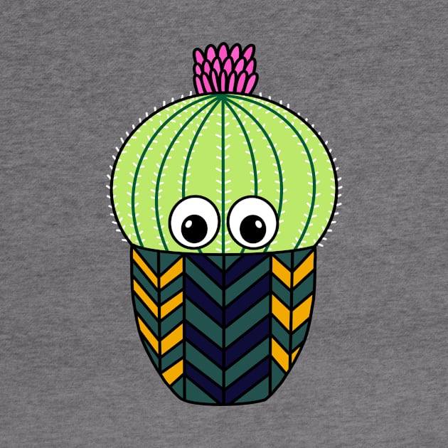 Cute Cactus Design #278: Cute Barrel Cactus In Patterned Pot by DreamCactus